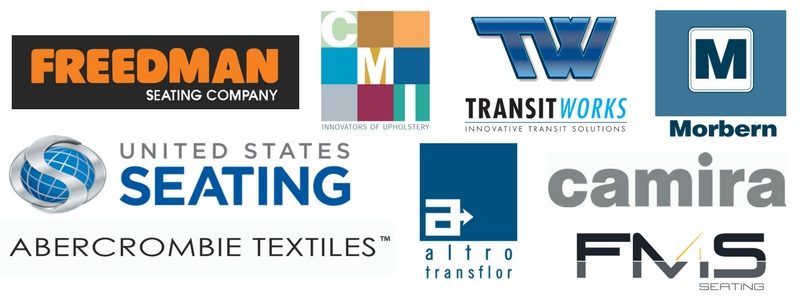 Freedman Seating, Altro Transfloor, United States Seating Company USSC, FMS Seating, Camira Fabrics, CMI Enterprises, Abercrombie Textiles, TransitWorks, Morbern